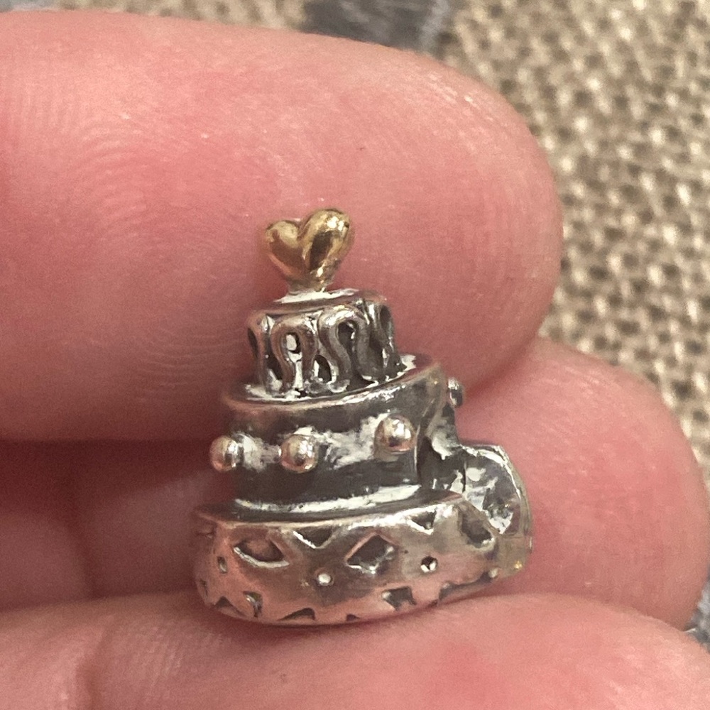 Pandora Silver and Gold Birthday Cake Charm